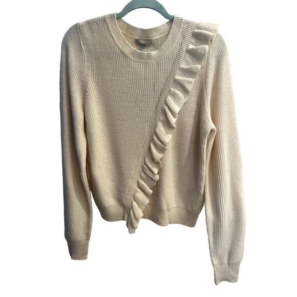 Joie Cream Ruffle Sweater Wool Size Large L New With Tags - Picture 1 of 7